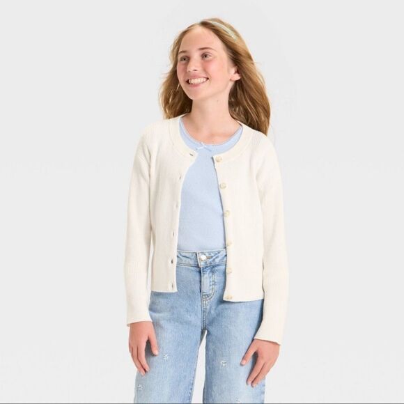 Cat & Jack cream Cardigan - Picture 1 of 7